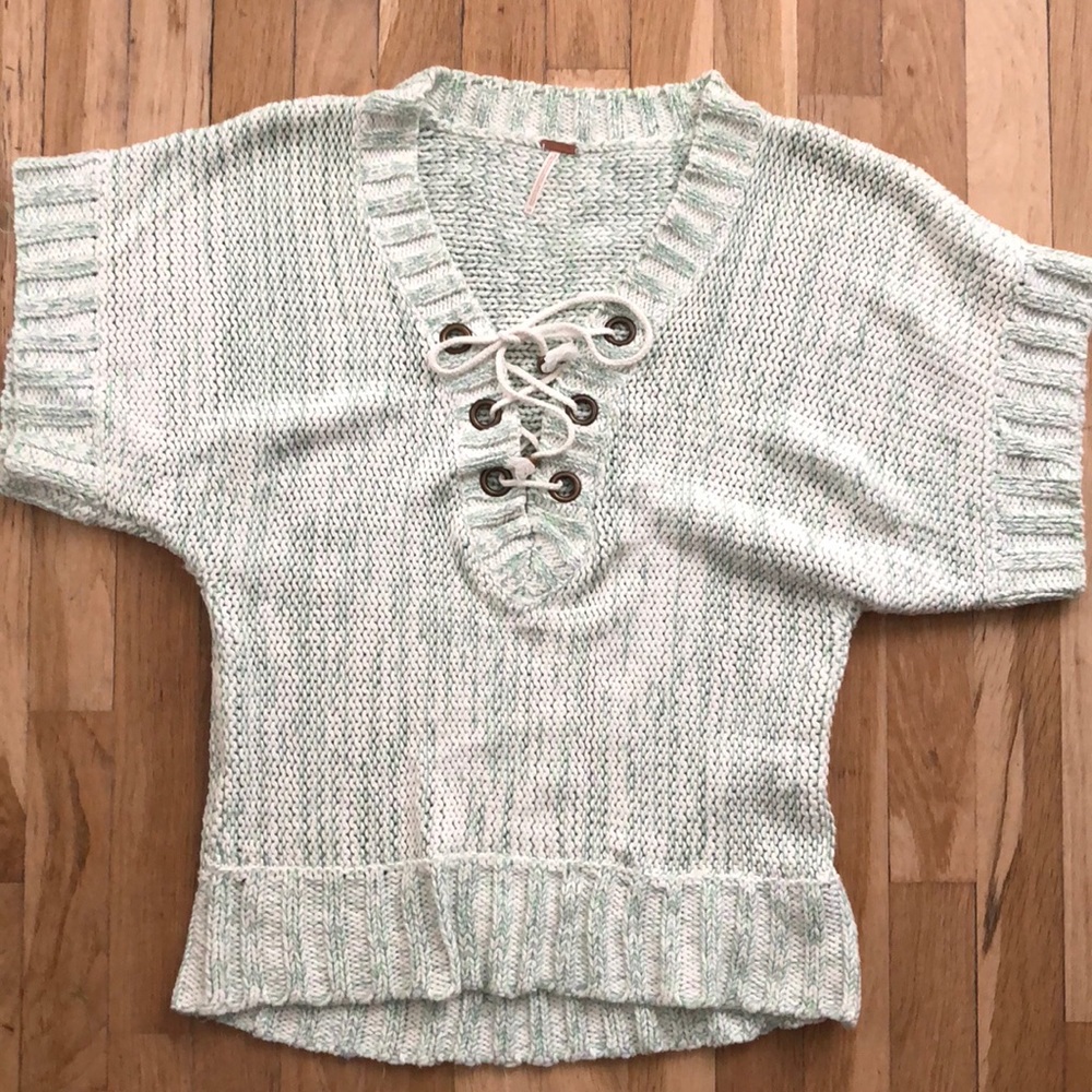 Free People sweater with lace up detail